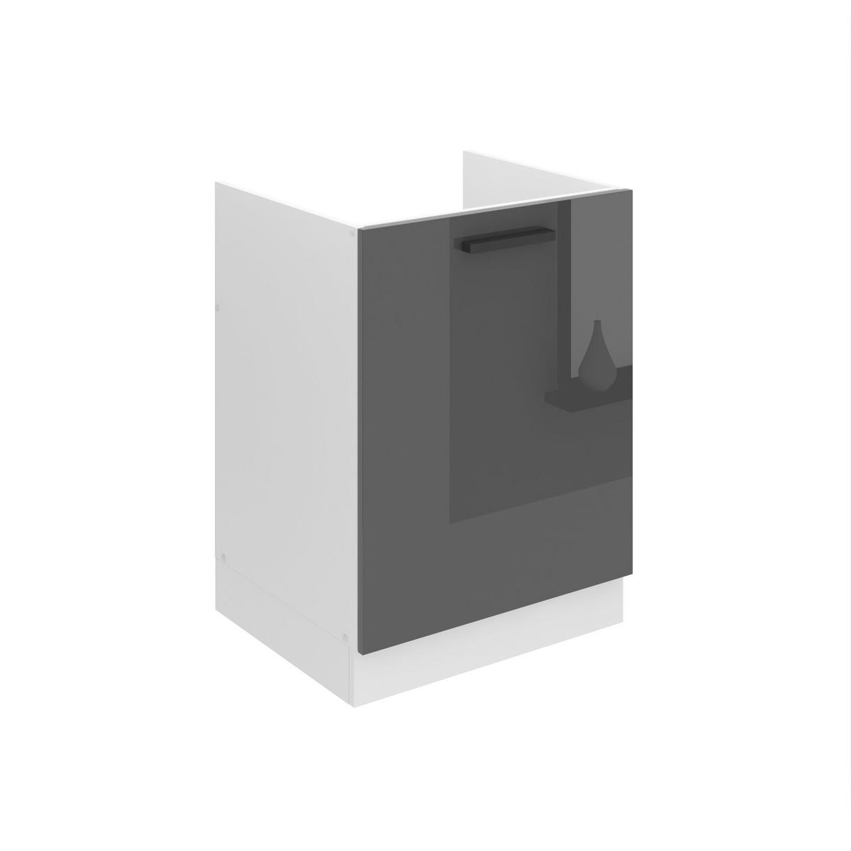 SPÜLENUNTERSCHRANK 60 cm SDZ ohne Arbeitsplatte, mit 1 Tür, Silber Hochglanz - Silberfarben, Holz (60/82/51.6cm) - B BELINI GROUP