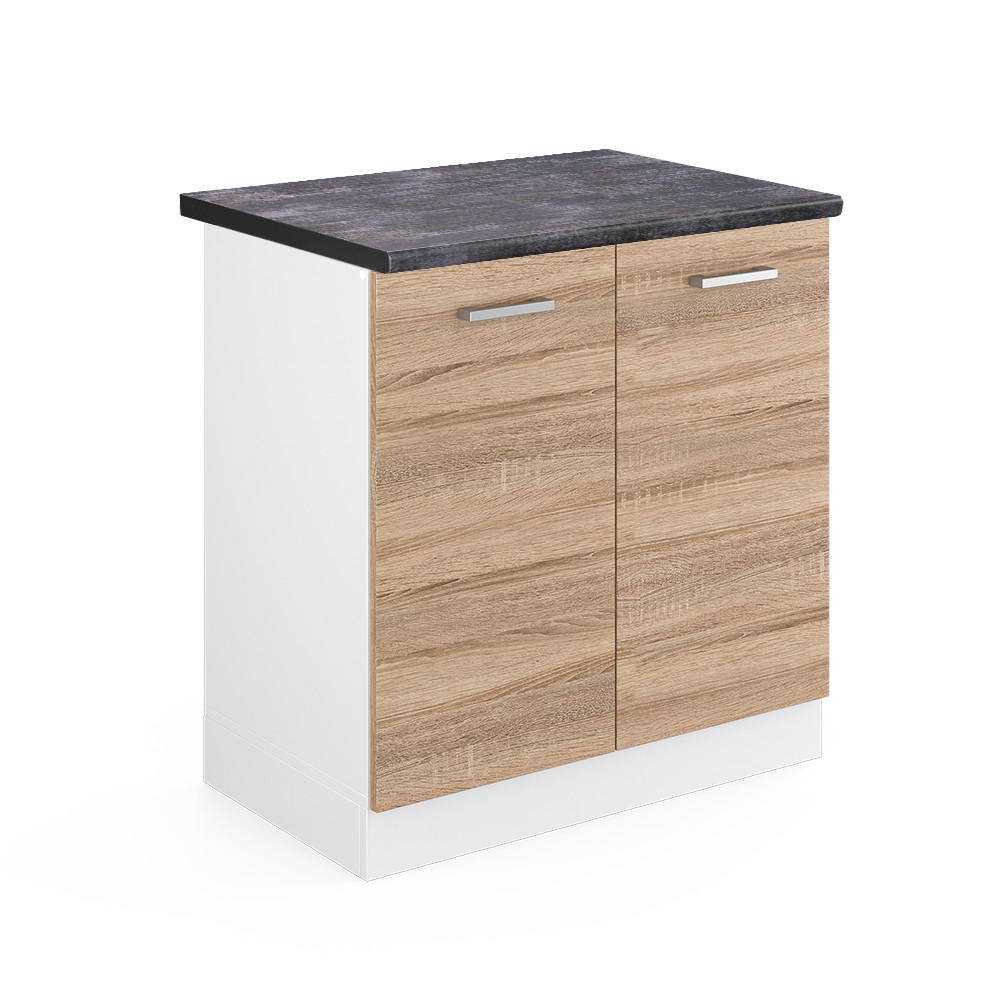 DISKBÄNKSSKÅP R-Line Sonoma 80 cm , AP Antracit Sonoma ek, Vit 81.6/80/60 cm