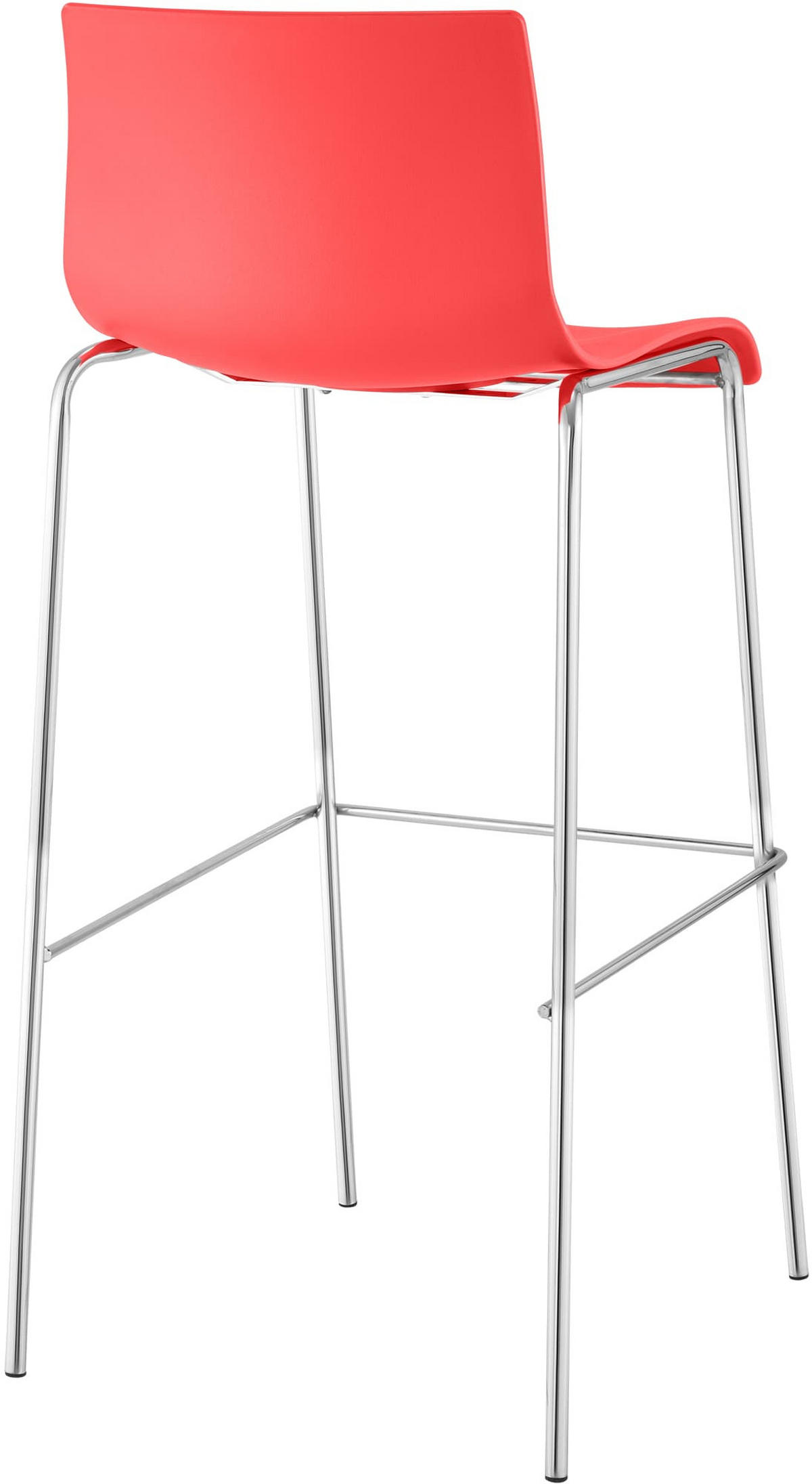 BARHOCKER 2er Set Kunststoff rot - Chromfarben/Rot, Kunststoff/Metall (43/100/48cm) - CLP