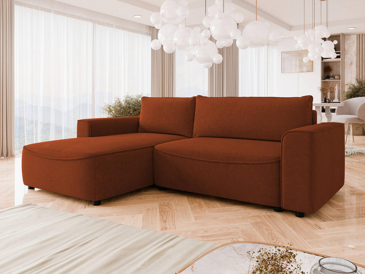 ECKSOFA Beliza, Seite: Links - Schwarz/Bronzefarben, Holz/Kunststoff (255/175cm) - MIRJAN24