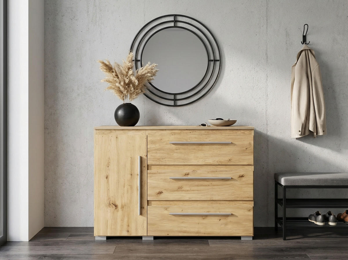 KOMMODE Bali 127/92/50 cm Artisan Oak - Silberfarben/Eiche Artisan, Holzwerkstoff/Kunststoff (127/92/50cm) - arthur berndt