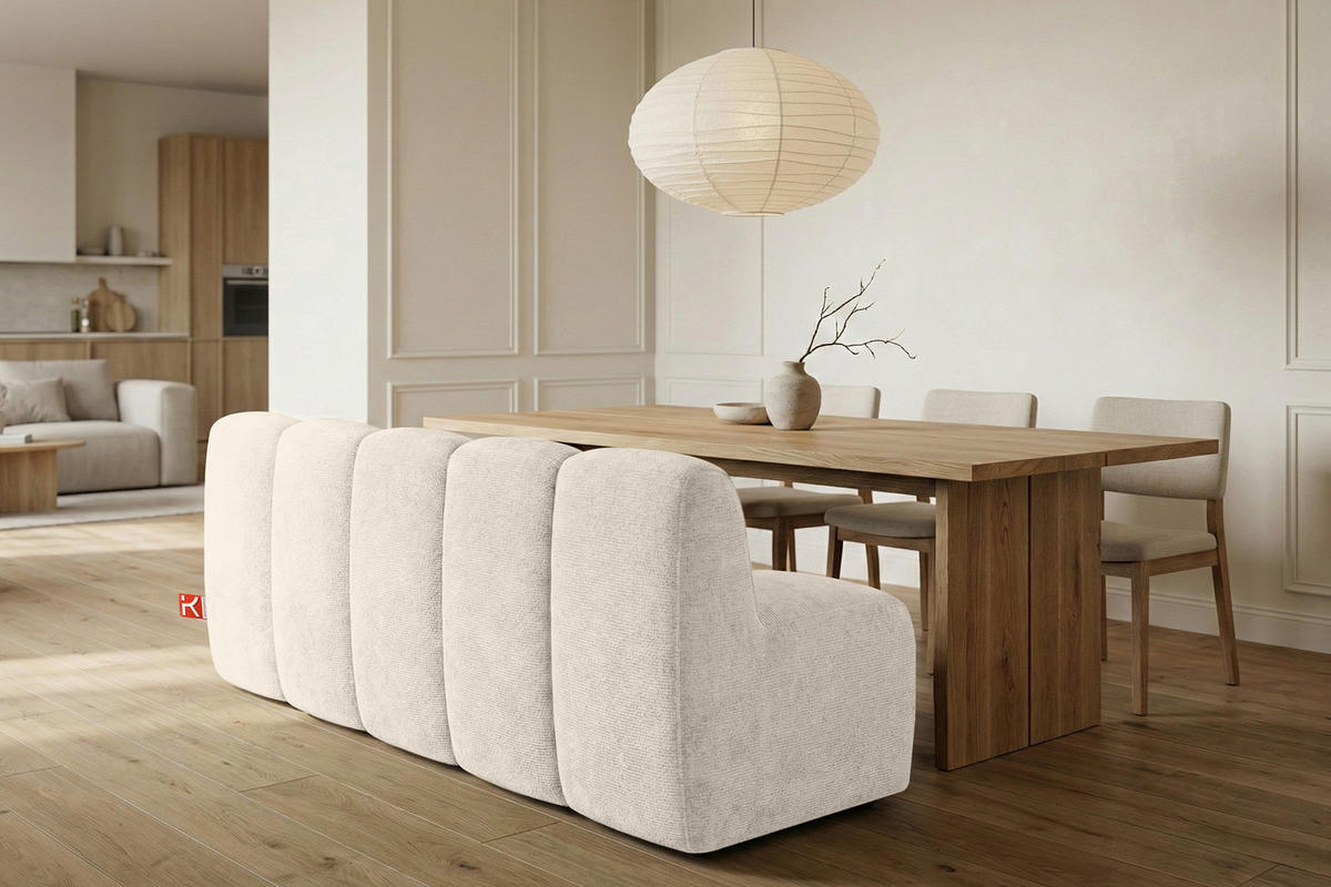 ESSZIMMERBANK BRESCO, Cremig - Creme, Holz/Holzwerkstoff (203/80/72cm) - KONSIMO®