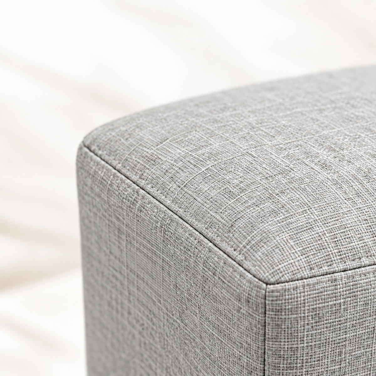 FUSSHOCKER Hellgrau gepolstert Holzfüße - Grau, Holz/Textil (61/42/41cm) - Relaxdays