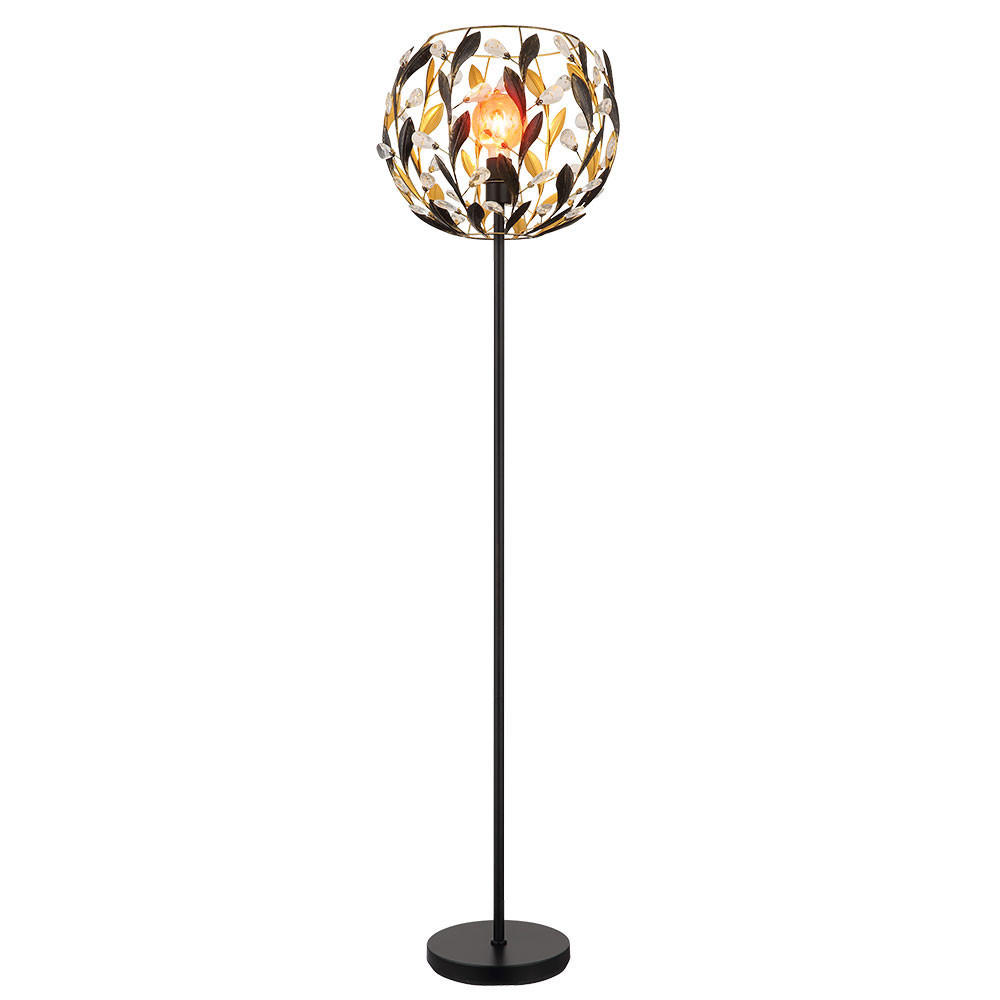 LED STEHLEUCHTE MIKA Schwarz Gold - Schwarz, Metall (40/40/157cm) - Globo Lighting