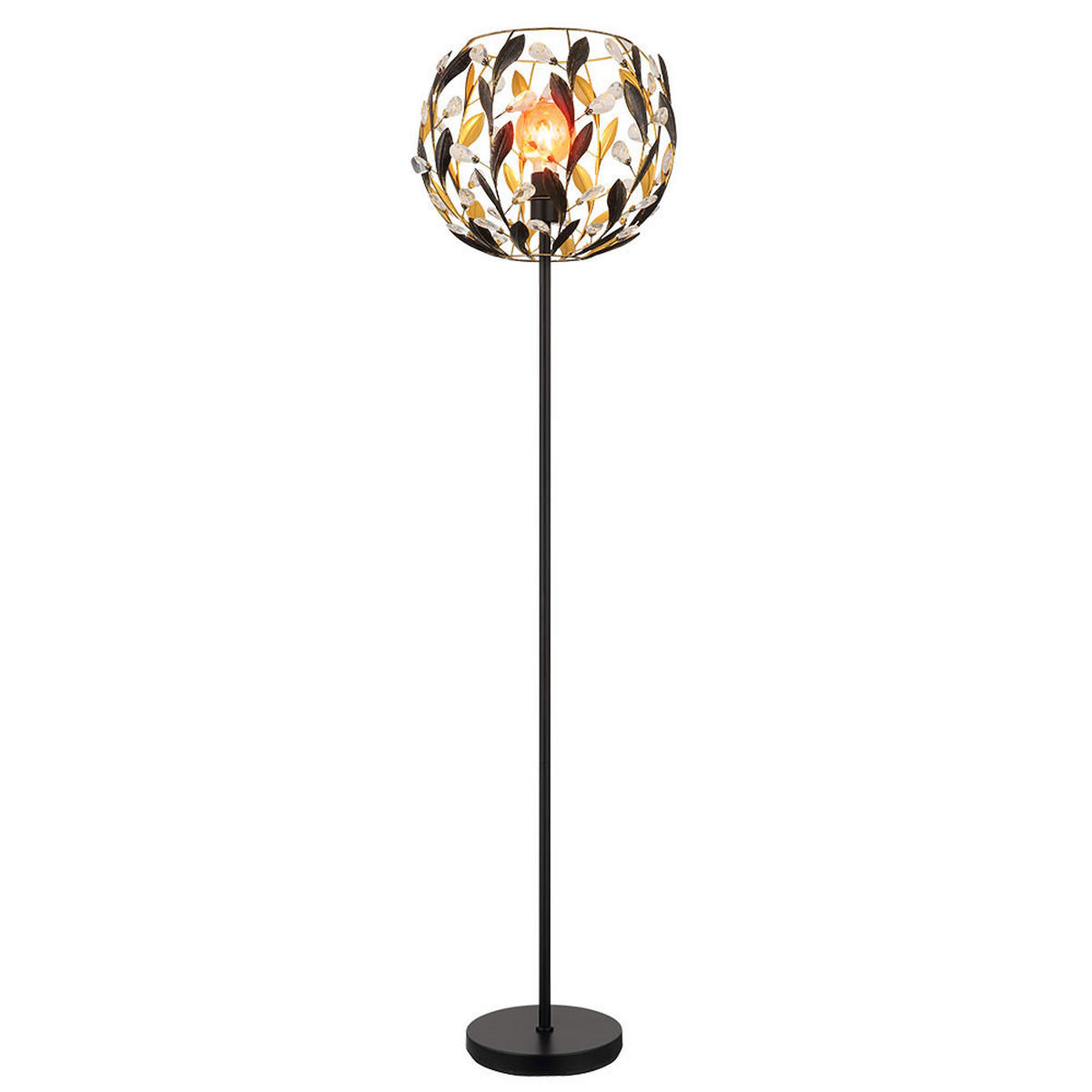 LED STEHLEUCHTE MIKA Schwarz Gold - Schwarz, Metall (40/40/157cm) - Globo Lighting