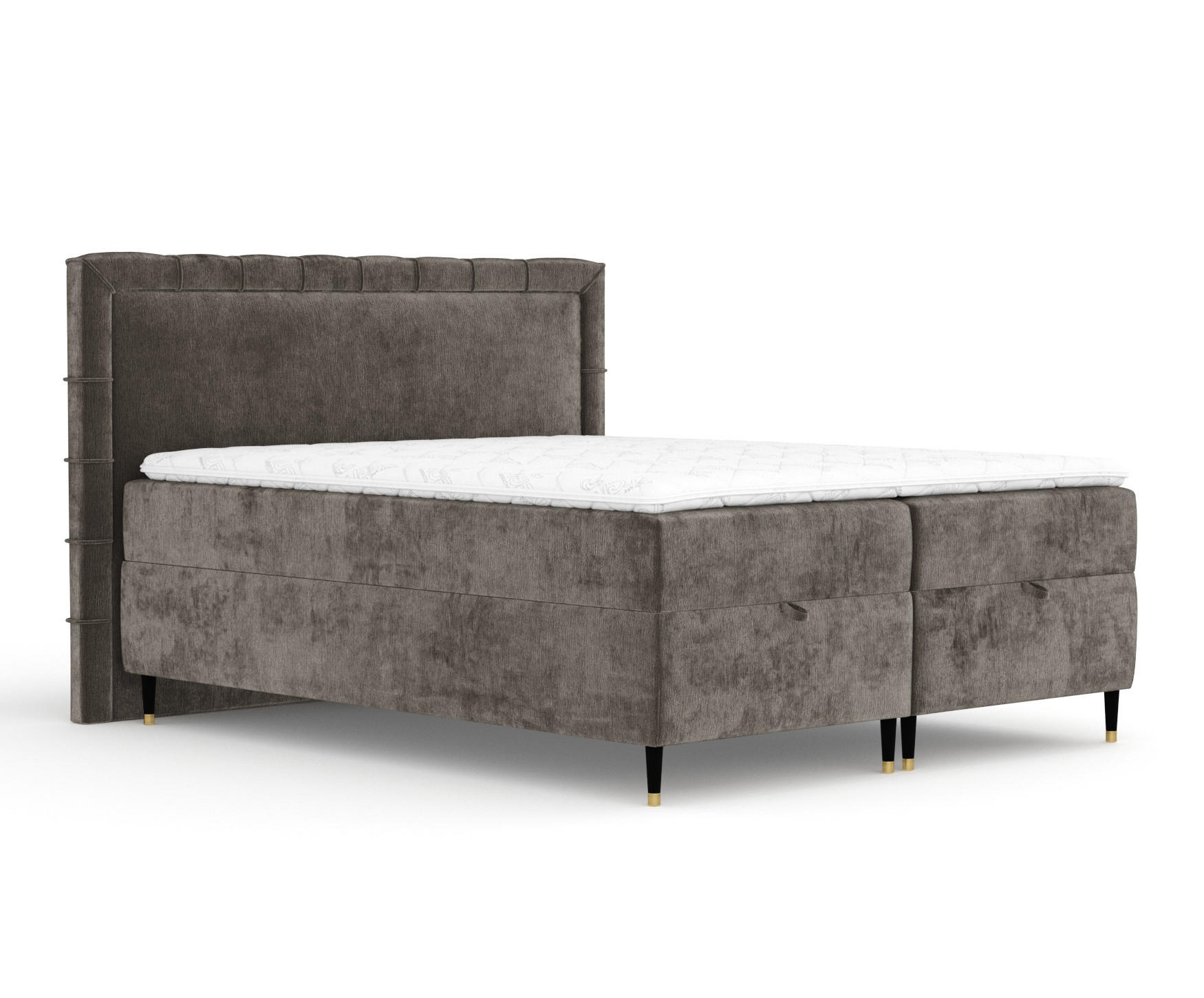 BOXBETT Monpelli Dunkelbraun 140/200 cm mit Matratze und Topper - Dunkelbraun/Schwarz, Holz/Holzwerkstoff (140/200cm) - Maison de Reve