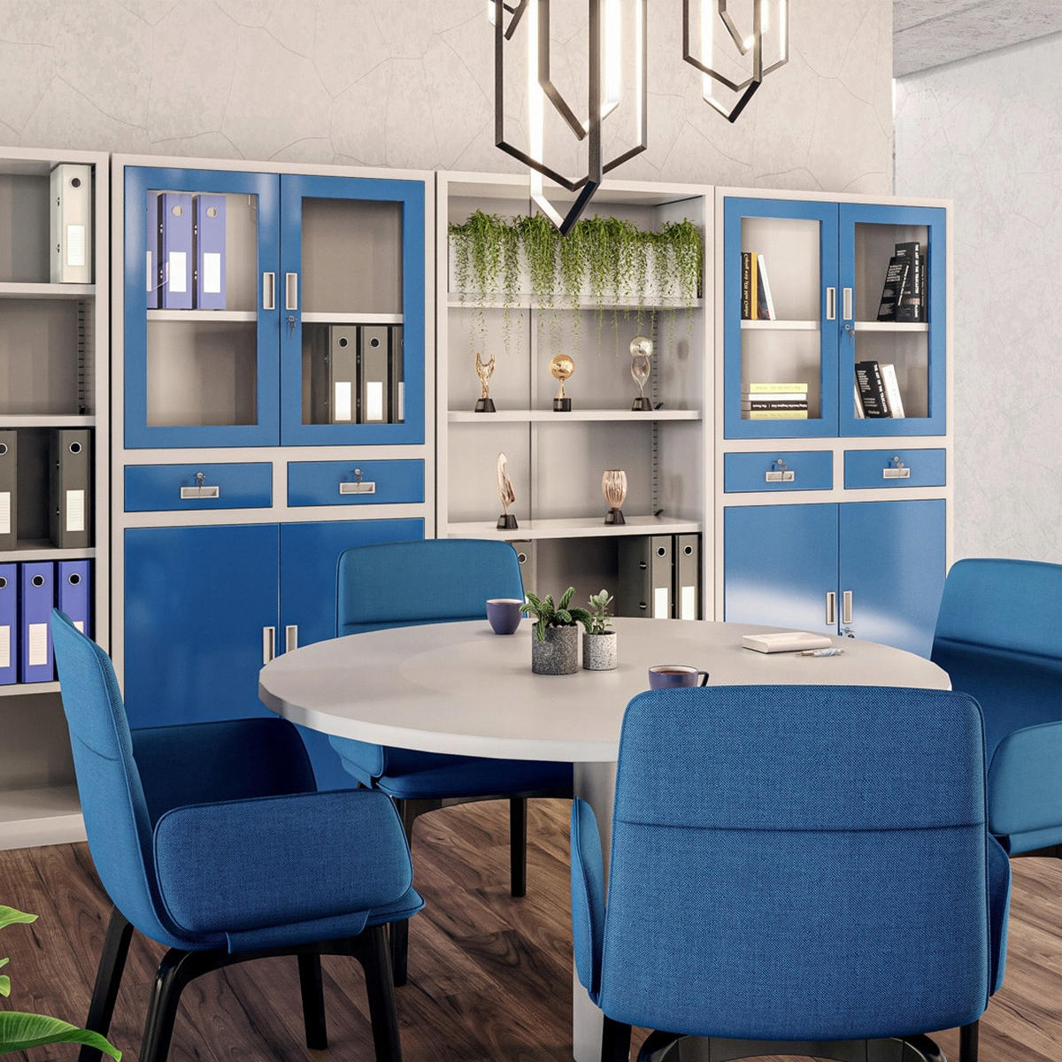 AKTENSCHRANK JAN 185x90x45 cm - Blau/Weiß, Metall (90/185/40cm) - Jan Nowak