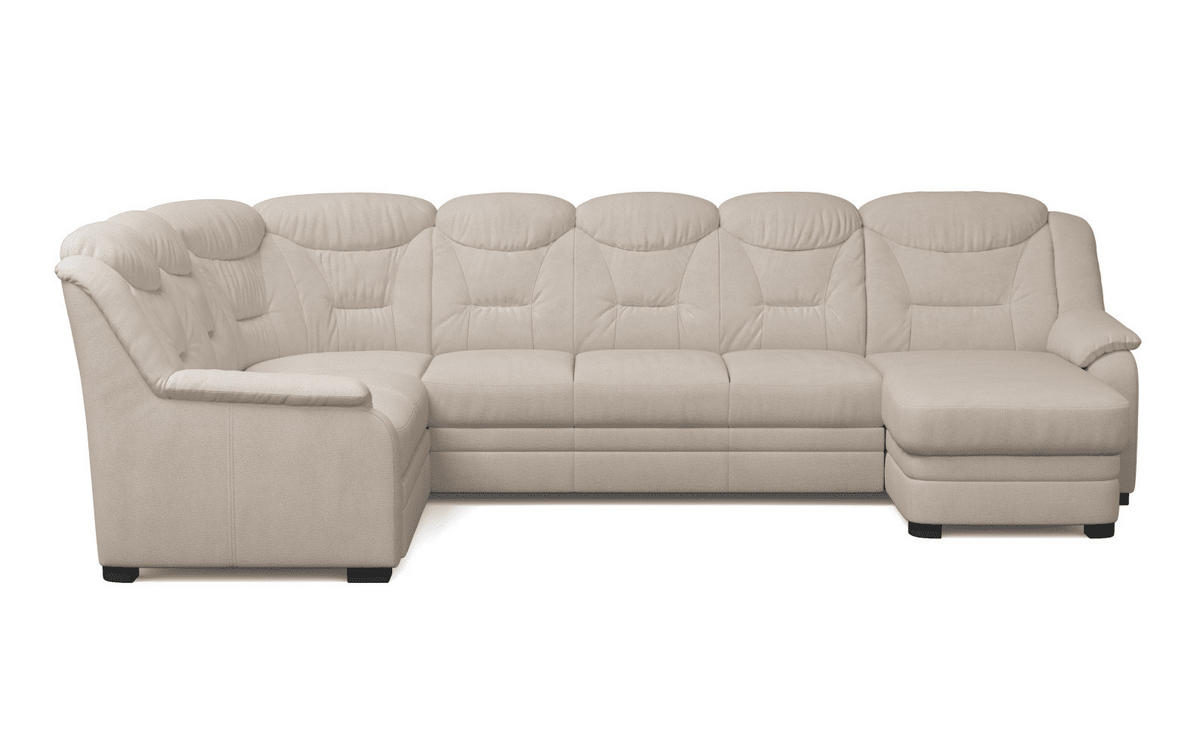 WOHNLANDSCHAFT mit Schlaffunktion und Bettkasten – weiches Chenille-Gewebe - Sandfarben/Beige, Holz/Kunststoff (330/99/211cm) - Cotta