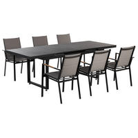 GARTENMÖBEL SET 6-Sitzer Aluminium schwarz/grau Valcanetto/ Busseto - Schwarz/Grau, Metall - Beliani