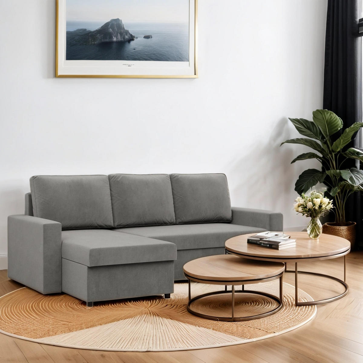 ECKSOFA Neo mit gerader Armlehnen hellgrau - Hellgrau, Textil (231/140cm) - SIMKAM Furniture