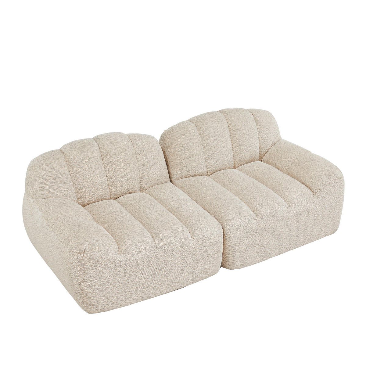 ECKSOFA 210/104/79 cm beige-weiß aus granuliertem Fleece mit ergonomischer Form, ohne Montage - Beige, Textil (104/210cm) - OKWISH