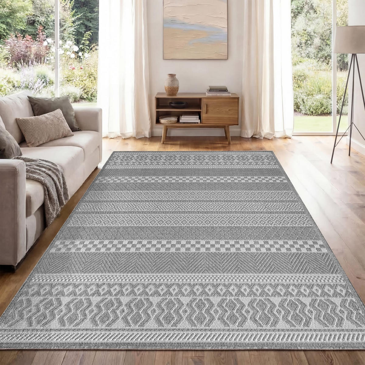OUTDOORTEPPICH 80/150 cm Vermont 183 - Hellgrau, Kunststoff (80/150cm) - Paco Home