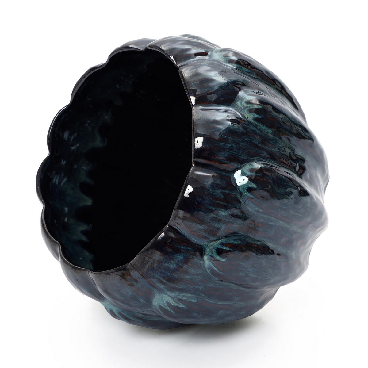 KERAMIK-BLUMENTOPF blau, Ø 24 × H 18 cm - Blau, Keramik (18.3cm) - Hometopia