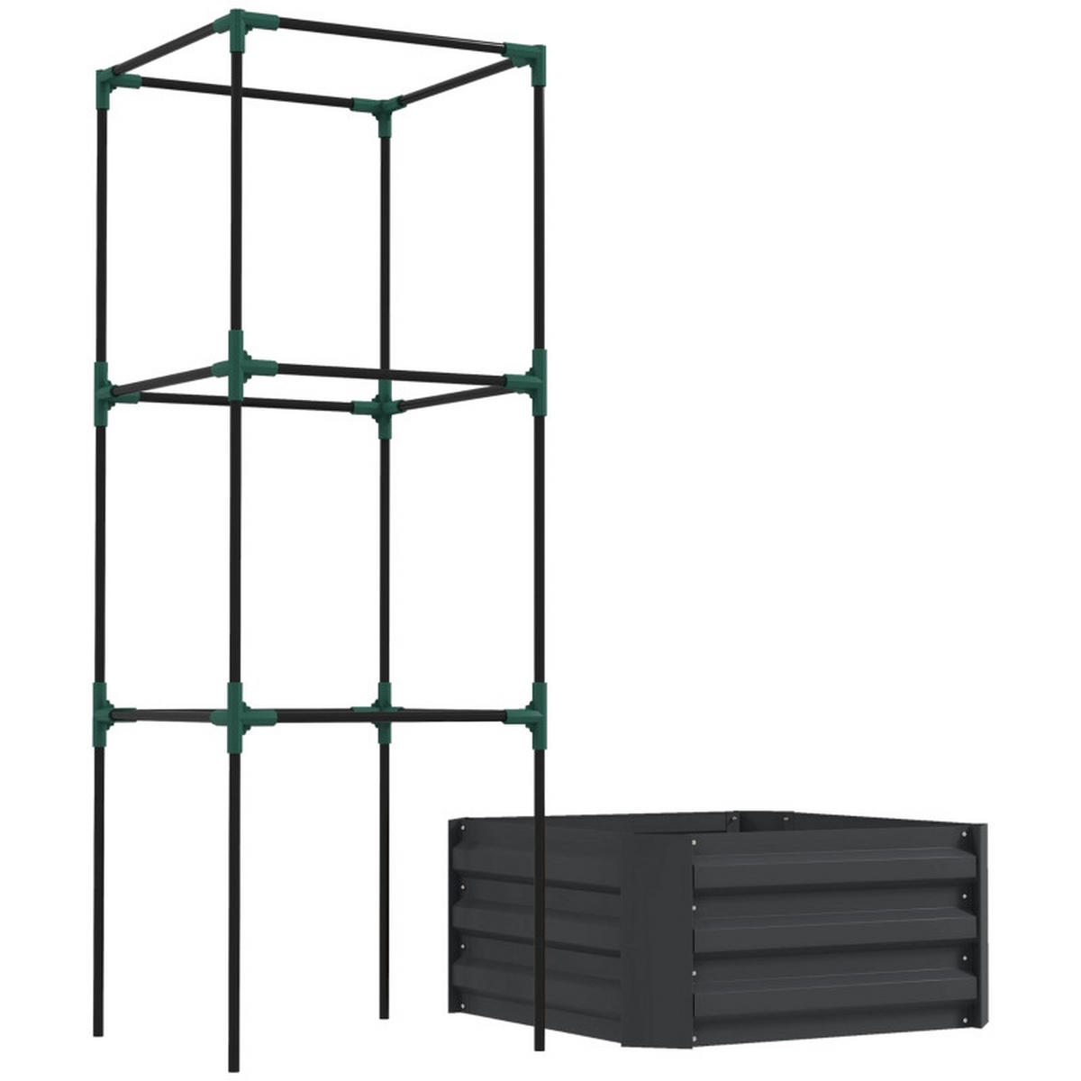 HOCHBEET 61x61x140 cm Spalier wetterfest dunkelgrau - Dunkelgrau, Metall (61/140/61cm) - Fortuna Lai