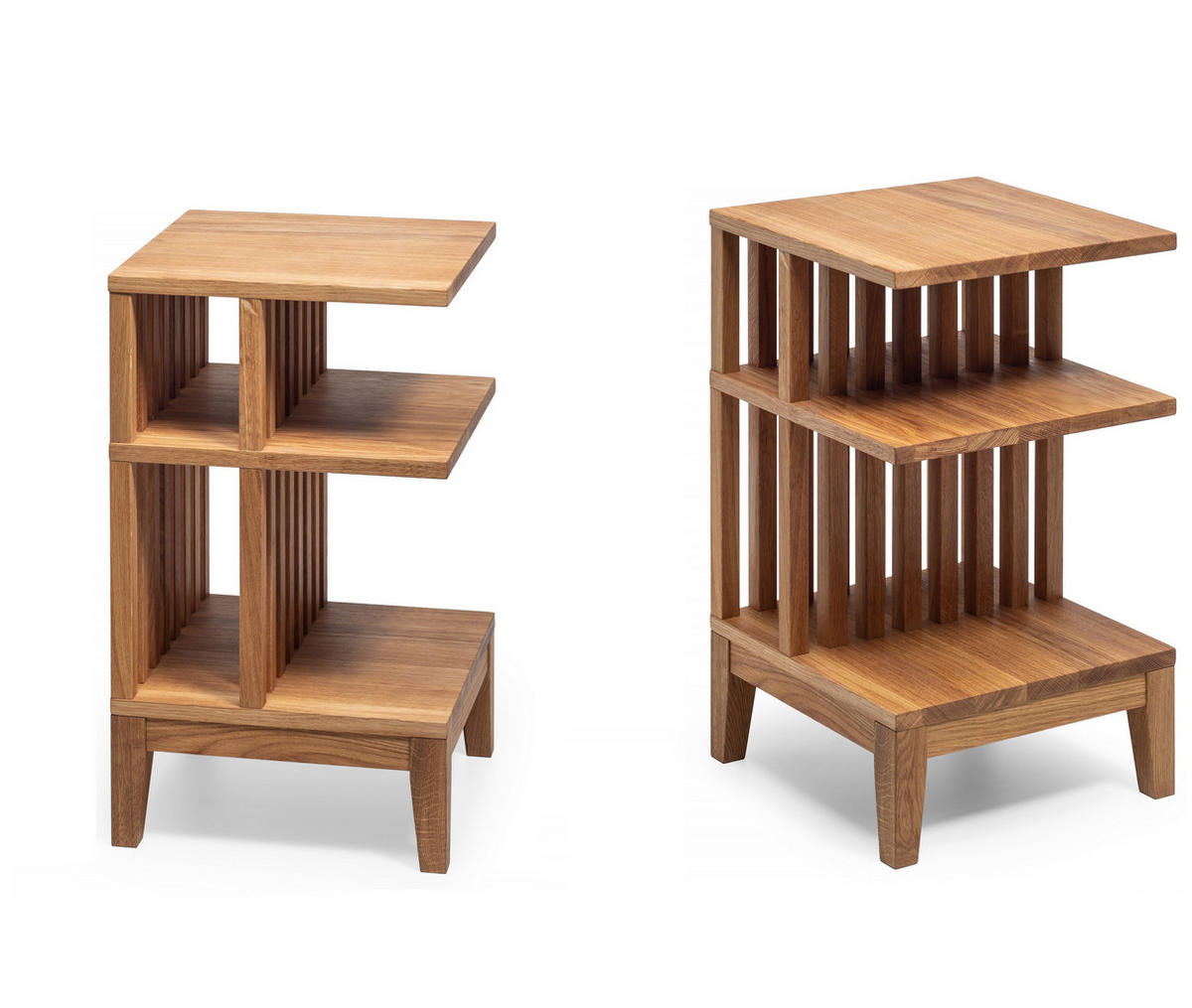 NACHTTISCH Celine 2er Set, Eiche, 37,5/37,5/65 cm - Beige, Holz (37.5/65/37.5cm) - WOODEK