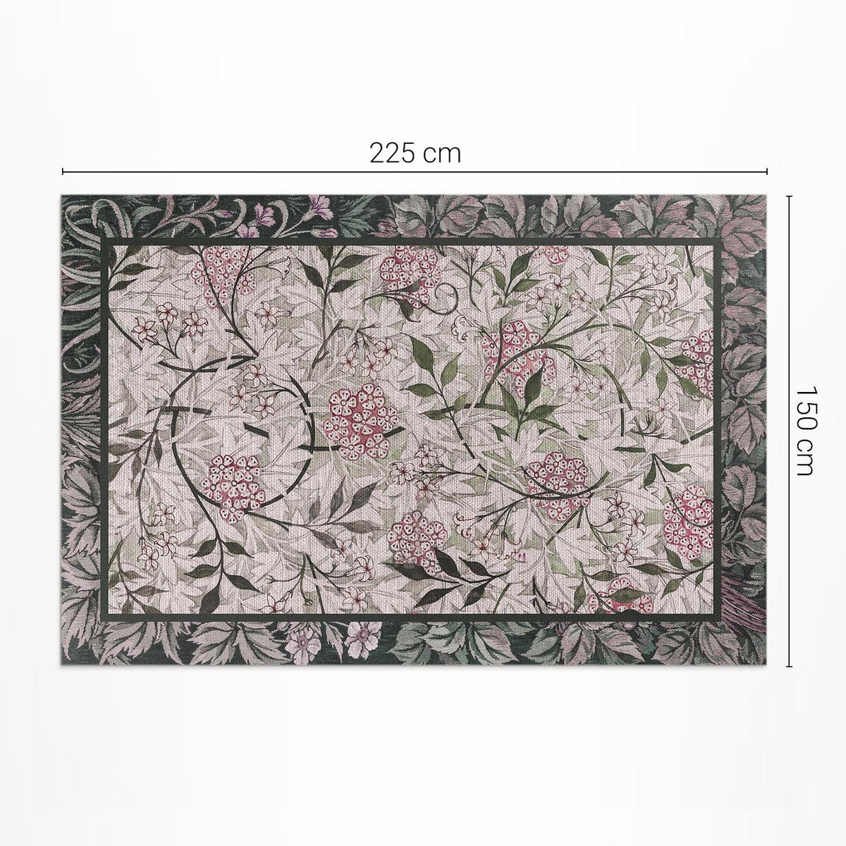 TEPPICH 150x225 cm Jasmin Skizze von William Morris - Pink, Kunststoff (150/225cm) - Wallfluent
