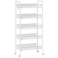 SERVIERWAGEN DE-41471 45/26,5/106 cm, 5 Drahtkörbe und 4 Haken Weiß - Weiß, Metall (45/106/26.5cm) - ComfortXL