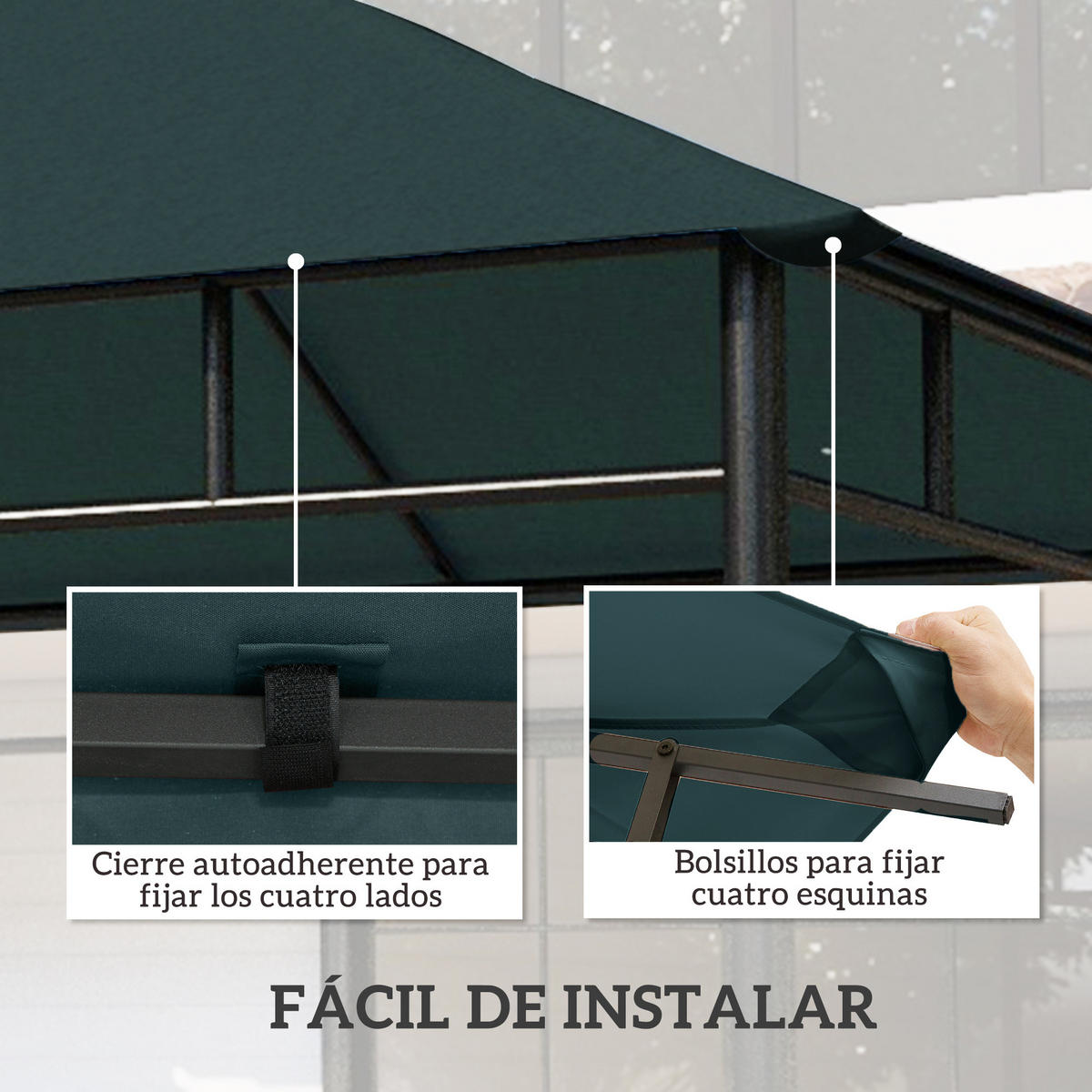 ERSATZDACH, 300x300 cm für Pavillon mit 8 Entwässerungslöchern, grau - Multicolor, Kunststoff (298/295cm) - FORIOUS
