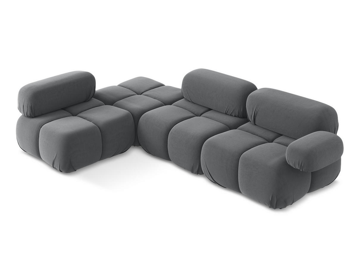 ECKSOFA Links Samt Stoff Grau - Dunkelgrau/Schwarz, Kunststoff/Textil (190/285cm) - Makamii