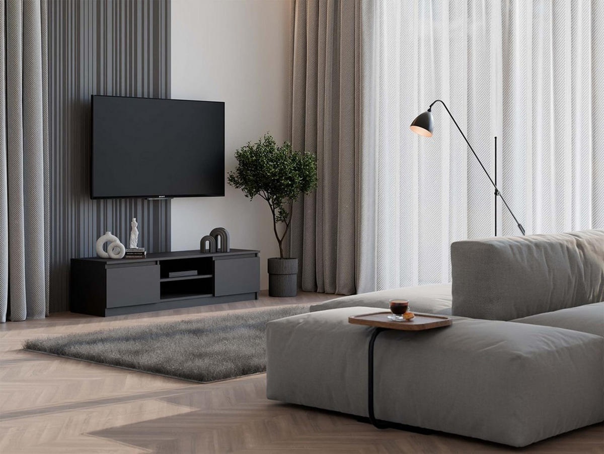 TV SKRINKA - čierna, kompozitné drevo (140/36/40cm) - RAUMHIRSCH FURNITURE