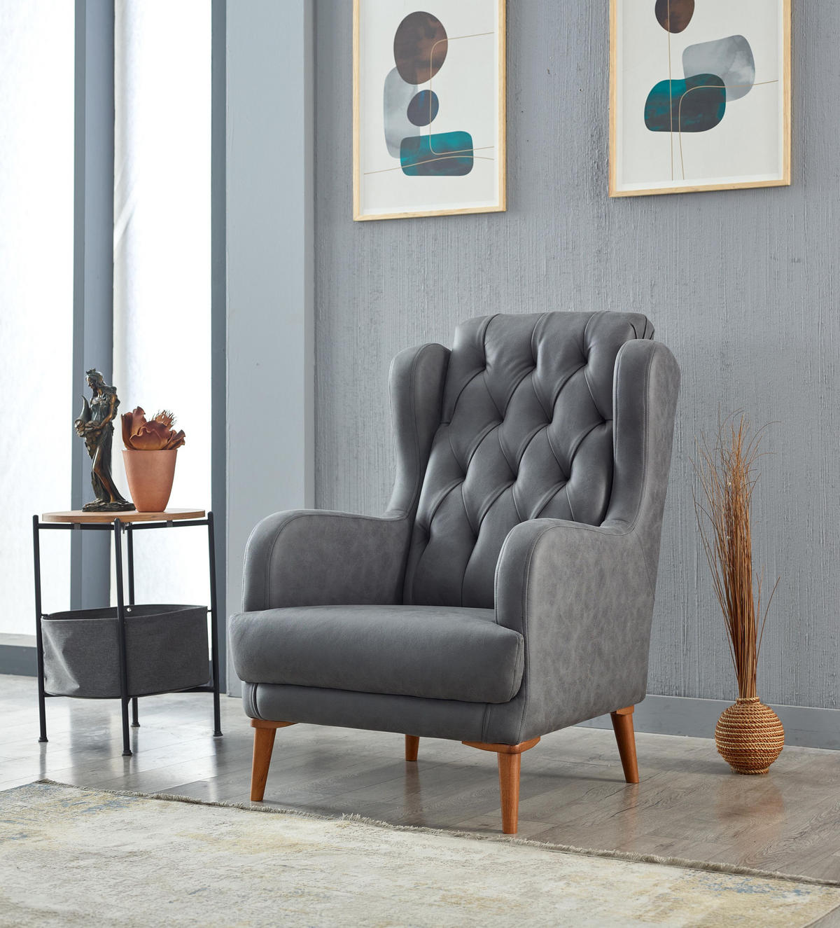 SITZGARNITUR Sigma Grau Grau Stellvariante:3+1+1 - Grau, Holz/Textil (240/85/90cm) - Villa Möbel