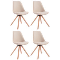 BESUCHERSTUHL Toulon, 4er Set Stoff, Gestell Holz Square Natura Creme - Naturfarben, Holz/Buchenholz (48/83/56cm) - TPFLiving