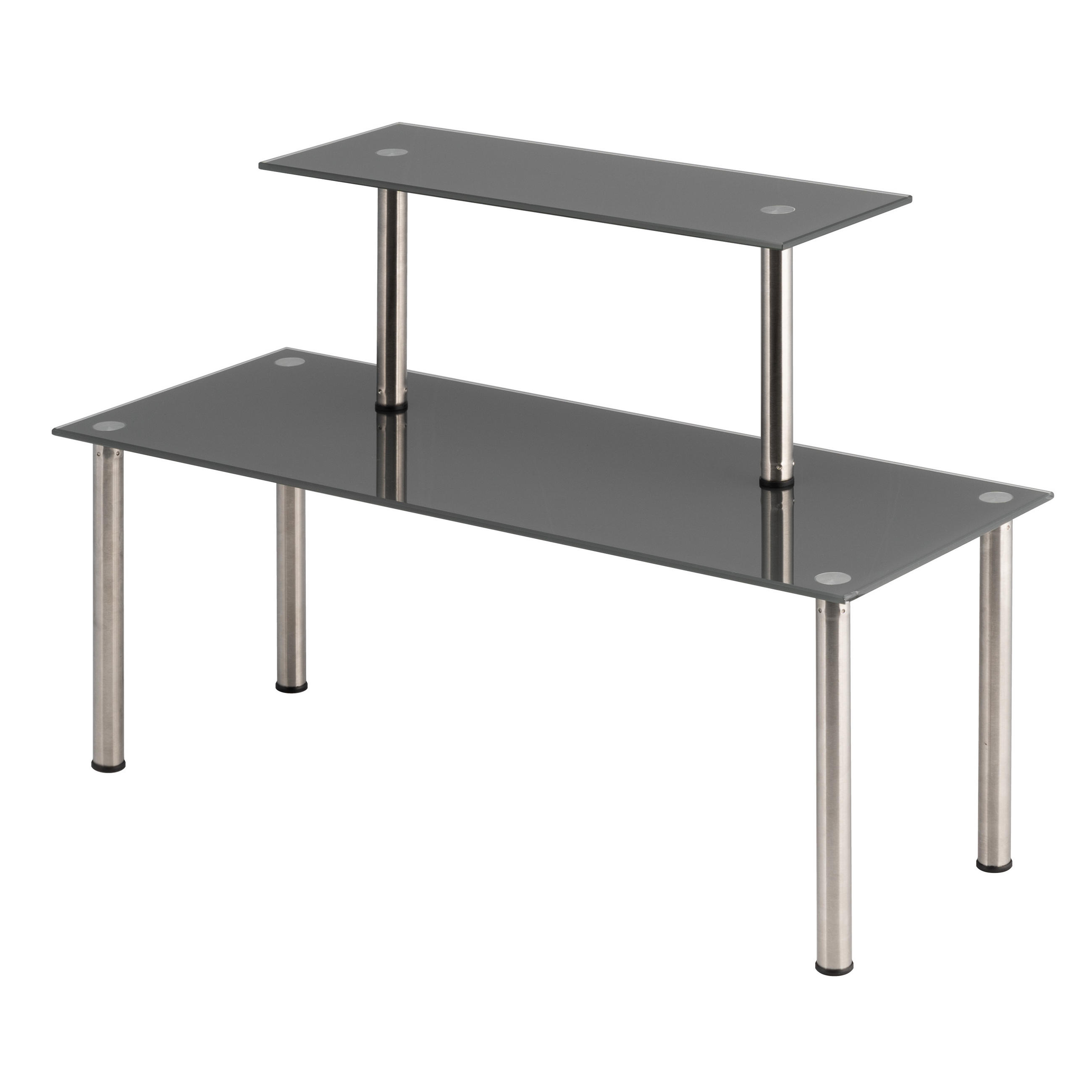 GLAS-REGAL, grau, Edelstahl, Kunststoff - Grau, Glas (52/35/19cm) - bremermann