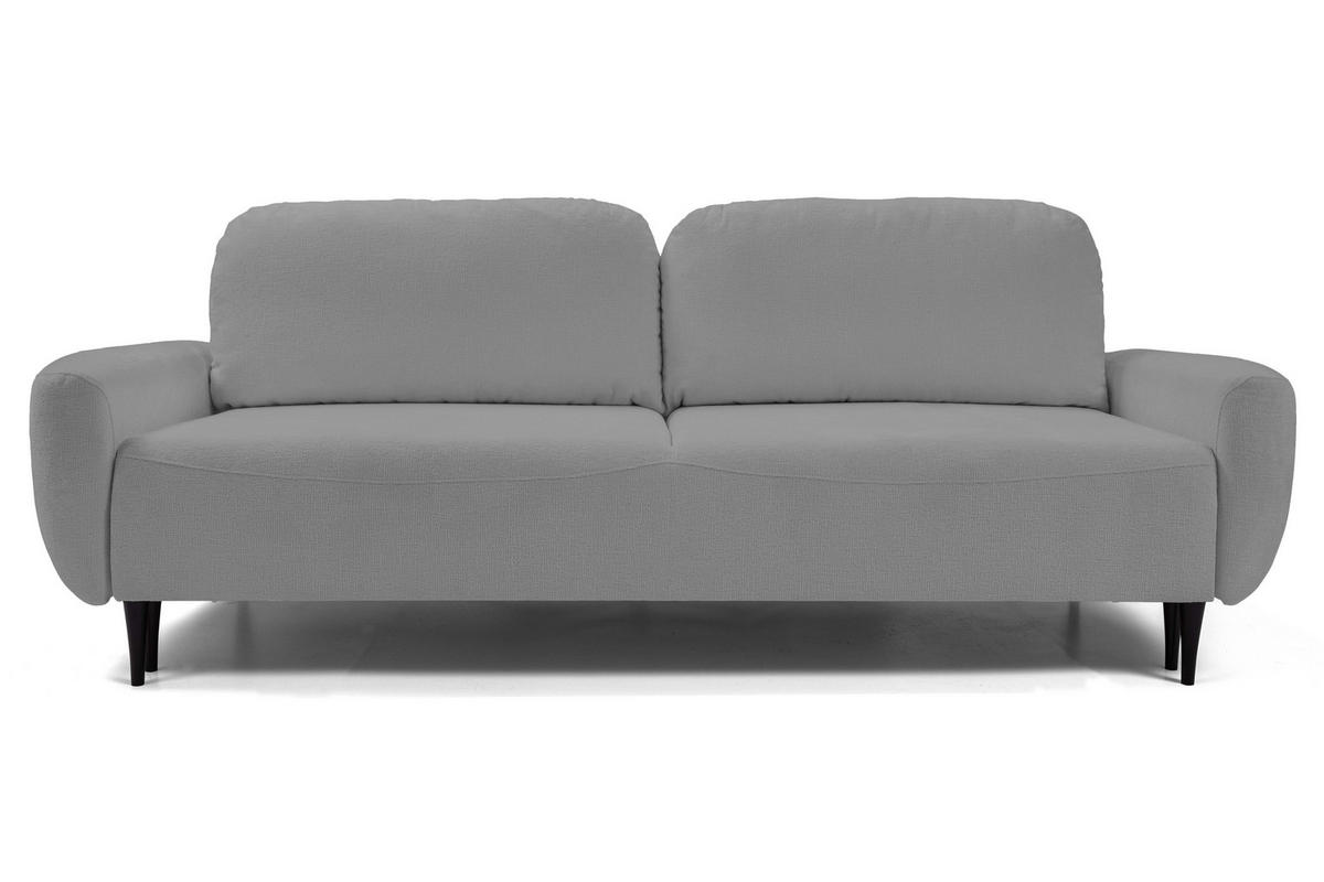SOFA BOHO Mit Schlaffunktion Und Bettkasten, Wellenfederung, PUR-Schaum, Holzfüße, lose Rückenkissen, freistehend, 244x102x92 cm Dark grey - Dunkelgrau, Holz/Textil (244/92/102cm) - DomoHome