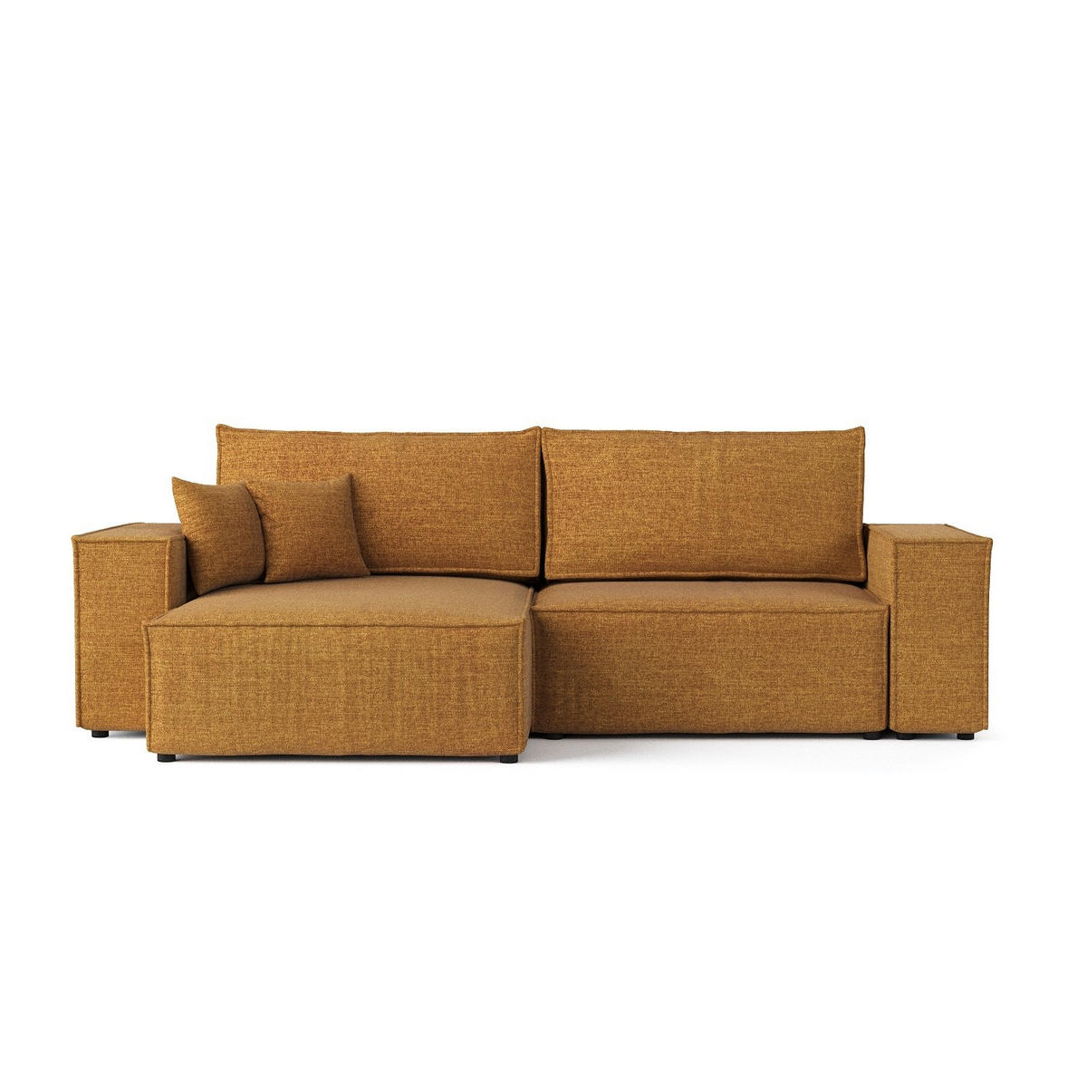 ROHOVÁ SEDAČKA CAVO, textil, Medově žlutá - černá/med, dřevo/kompozitní dřevo (255/148cm) - AltaBeds