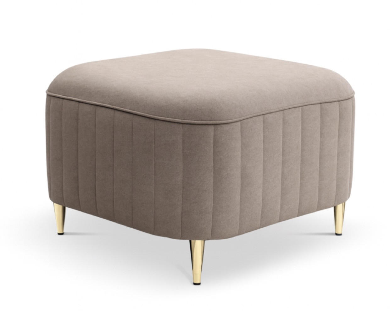 POUF Taupe Loren Mit Goldenen Beinen Bezogen Mit Castel Stoff - Braun, Textil (60/41/60cm) - Sepro Meble