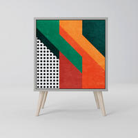 SIDEBOARD MAKESHIFT ARTISTRY, Grau, 57,5x42x77,5 cm, Schräge Buchenholzfüße - Buchefarben/Multicolor, Holzwerkstoff/Buchenholz (57.5/77.5/42cm) - SpaceRebels