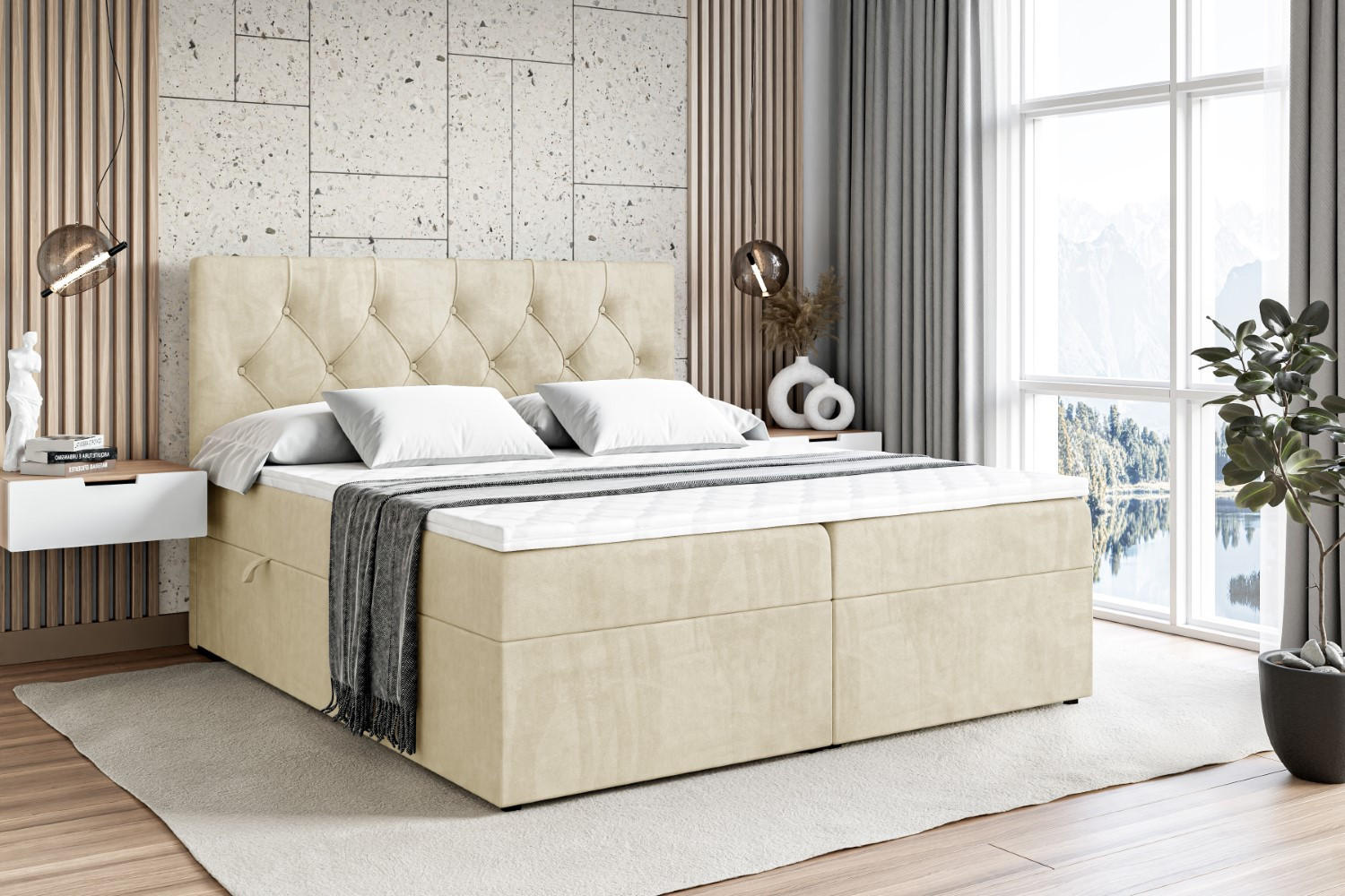 BOXBETT mit Matratze H3 und Lattenrost - MIRAGE - 120x200 Beige - Beige, Holzwerkstoff (120/200cm) - ALTDECOR