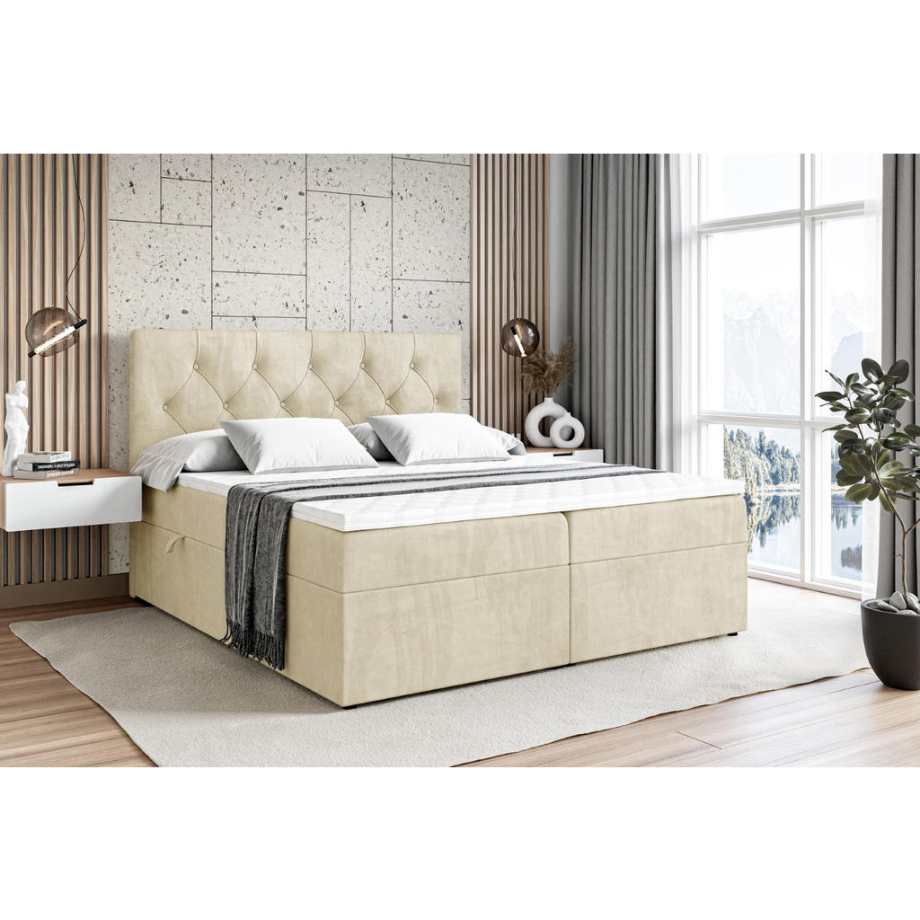 Thumbnail - Altdecor Boxbett, Beige, Holzwerkstoff, Höhe ca. 20 cm, 160x200 cm, Schlafzimmer, Betten, Boxspringbetten