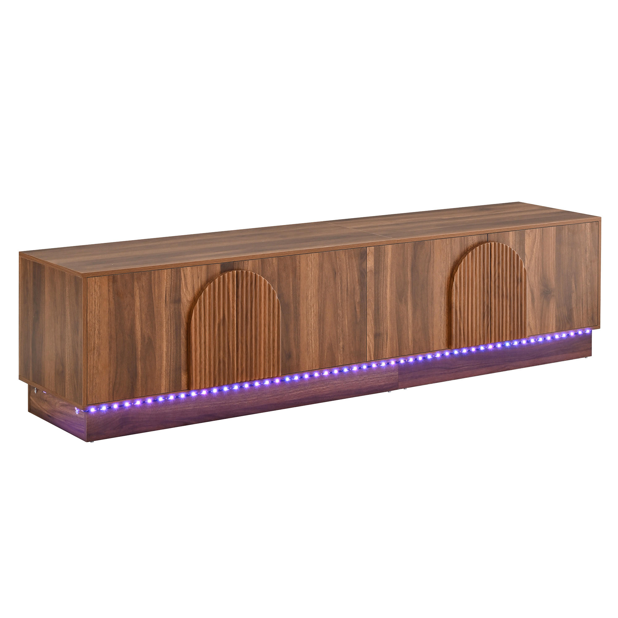 TV-ELEMENT180X40X44,5CM NussbaumRetroDesign mit LEDBeleuchtung PushtoOpen - Walnussfarben, Holz (47.5/18.49/115.49cm) - Raelunyi
