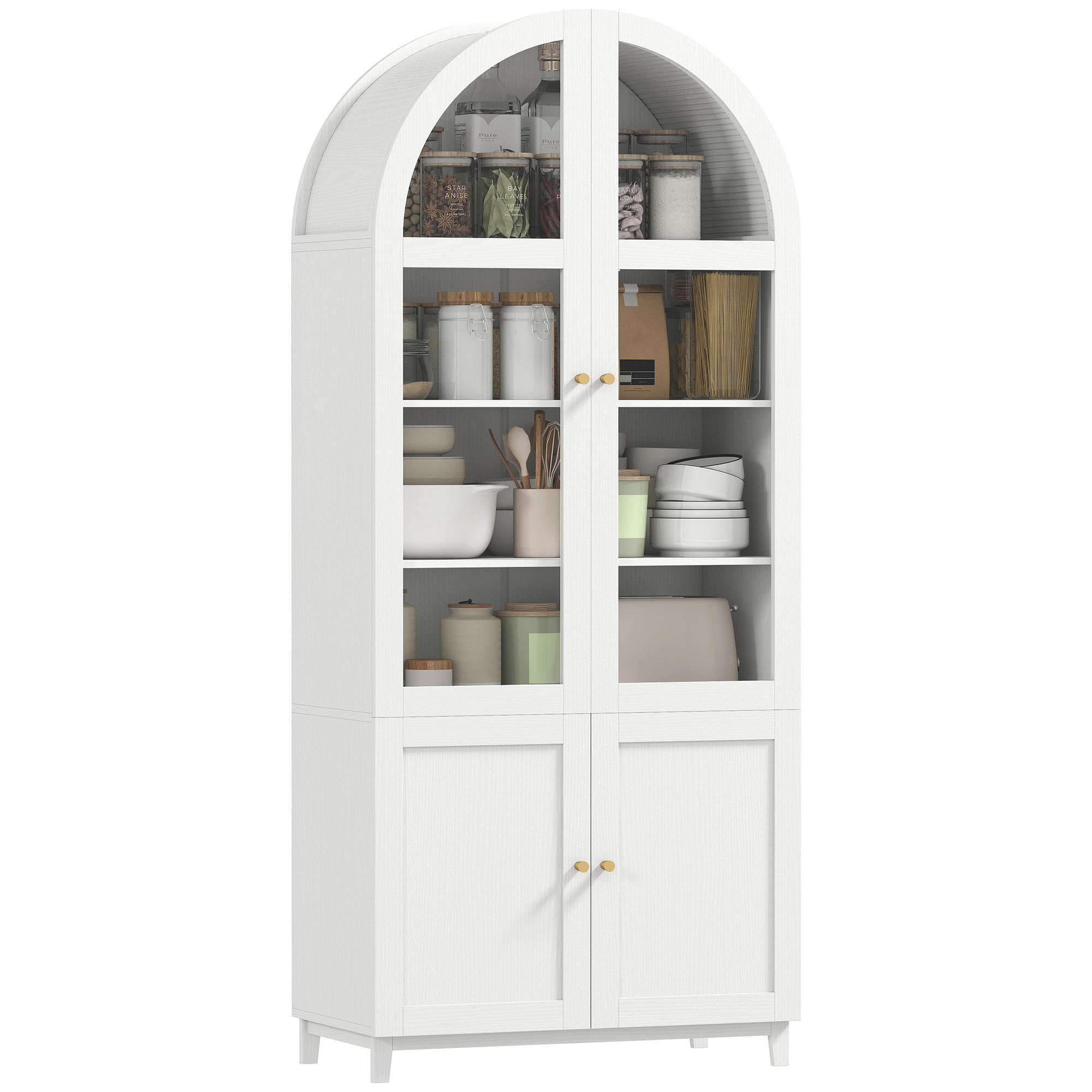 HIGHBOARD DE-11336 Vitrine mit 2 Acryltüren & verstellbaren Böden Weiß - Weiß, Holzwerkstoff (40/180/78cm) - ComfortXL