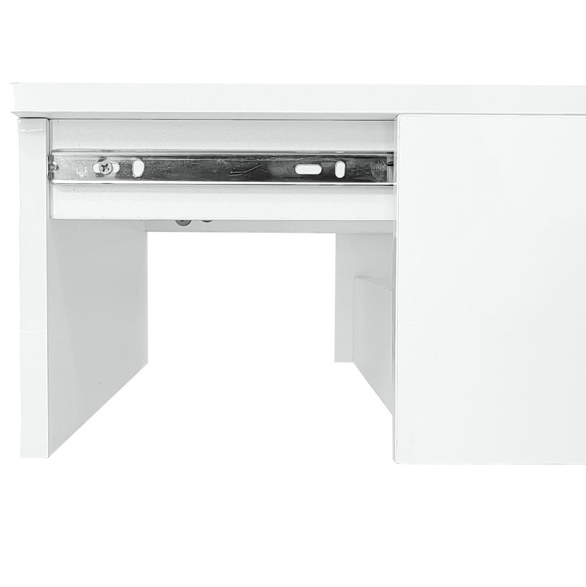 KONFERENČNÍ stolek z dřevotřísky, 100/50/45 cm bílý, s LED osvětlením a zvedací deskou - bílá, kompozitní dřevo (100/50/45cm) - BEAOK