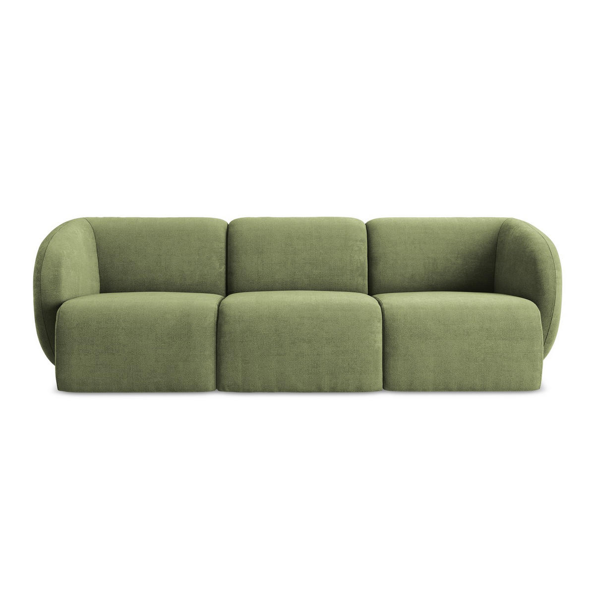 3-SITZER SOFA Chenille Stoff Grün - Schwarz/Grün, Holzwerkstoff/Kunststoff (244/75/94cm) - LaMiaSofa