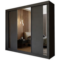 ŠATNÍ SKŘÍŇ S POSUVNÝMI DVEŘMI GRAZIA, 240/216/61 cm 3dveřová se zrcadlem, šedá - šedá, kompozitní dřevo (240/216/61cm) - MASSENO