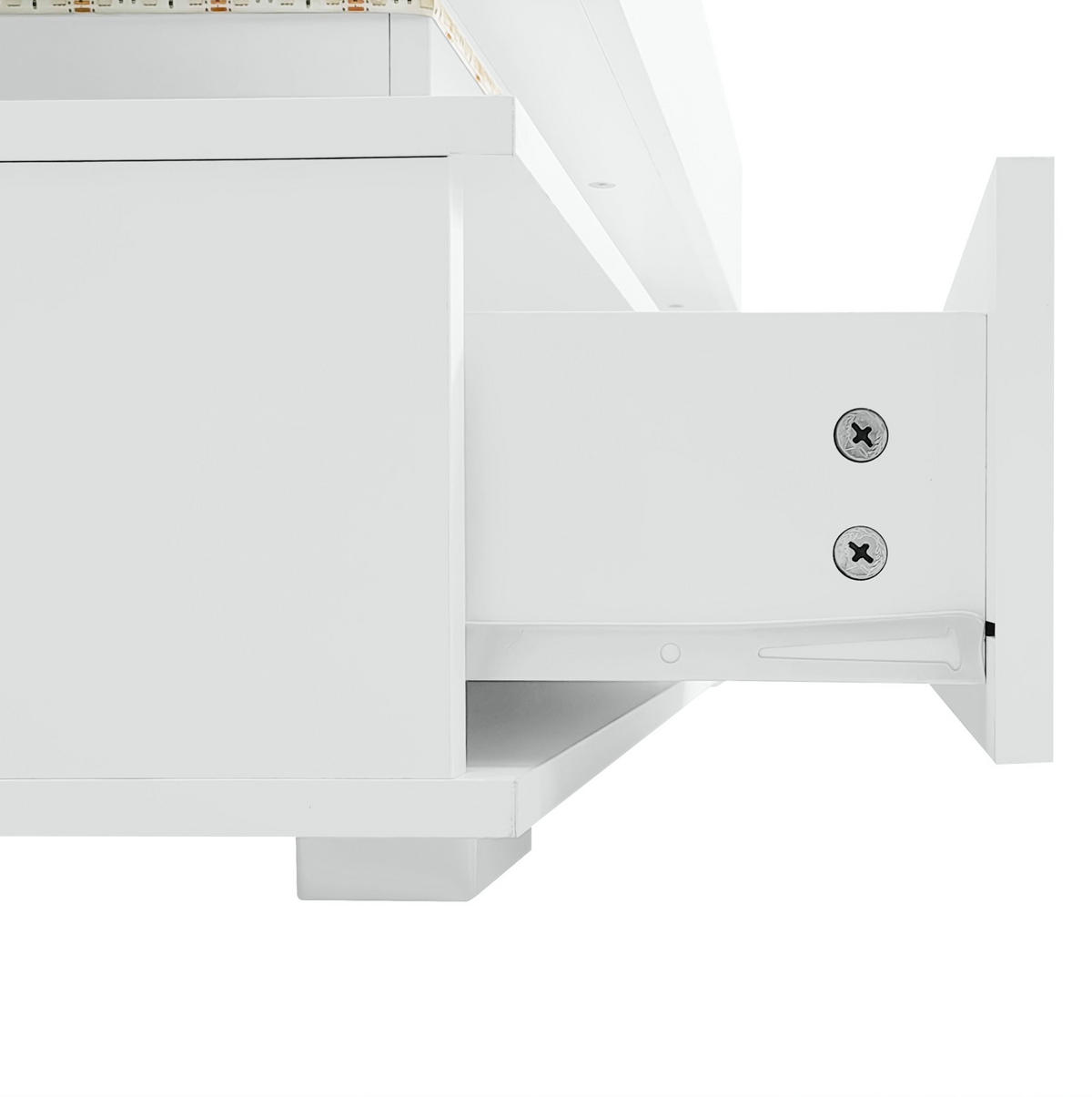COUCHTISCH 100/50/44 cm Weiß mit LED-Beleuchtung und hydraulischer Höhenverstellung - Weiß, Holzwerkstoff (100/50/44cm) - Flora Grace