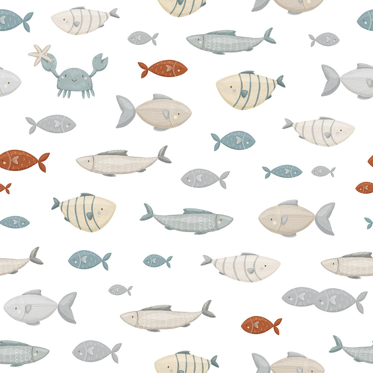 VLIESTAPETE Lotan, Fische 50 cm x 10m, Mehrfarbig - Multicolor, Papier (50/1000cm) - Lilipinso
