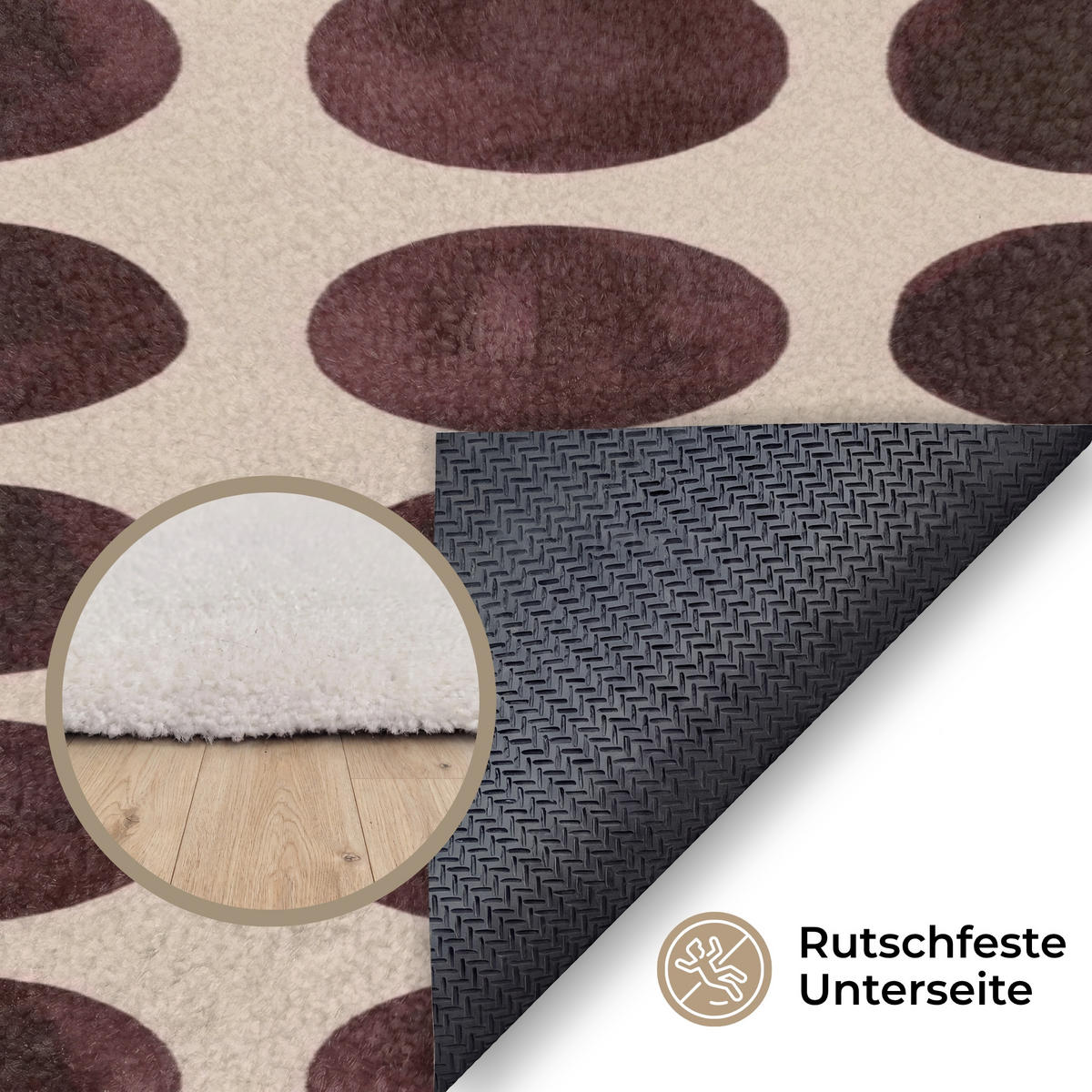 KOBERCE - Bodky - Vzor - Hnedý - 80x120 cm - tmavohnedá, textil/plast (80/0.4cm) - OnlyWow