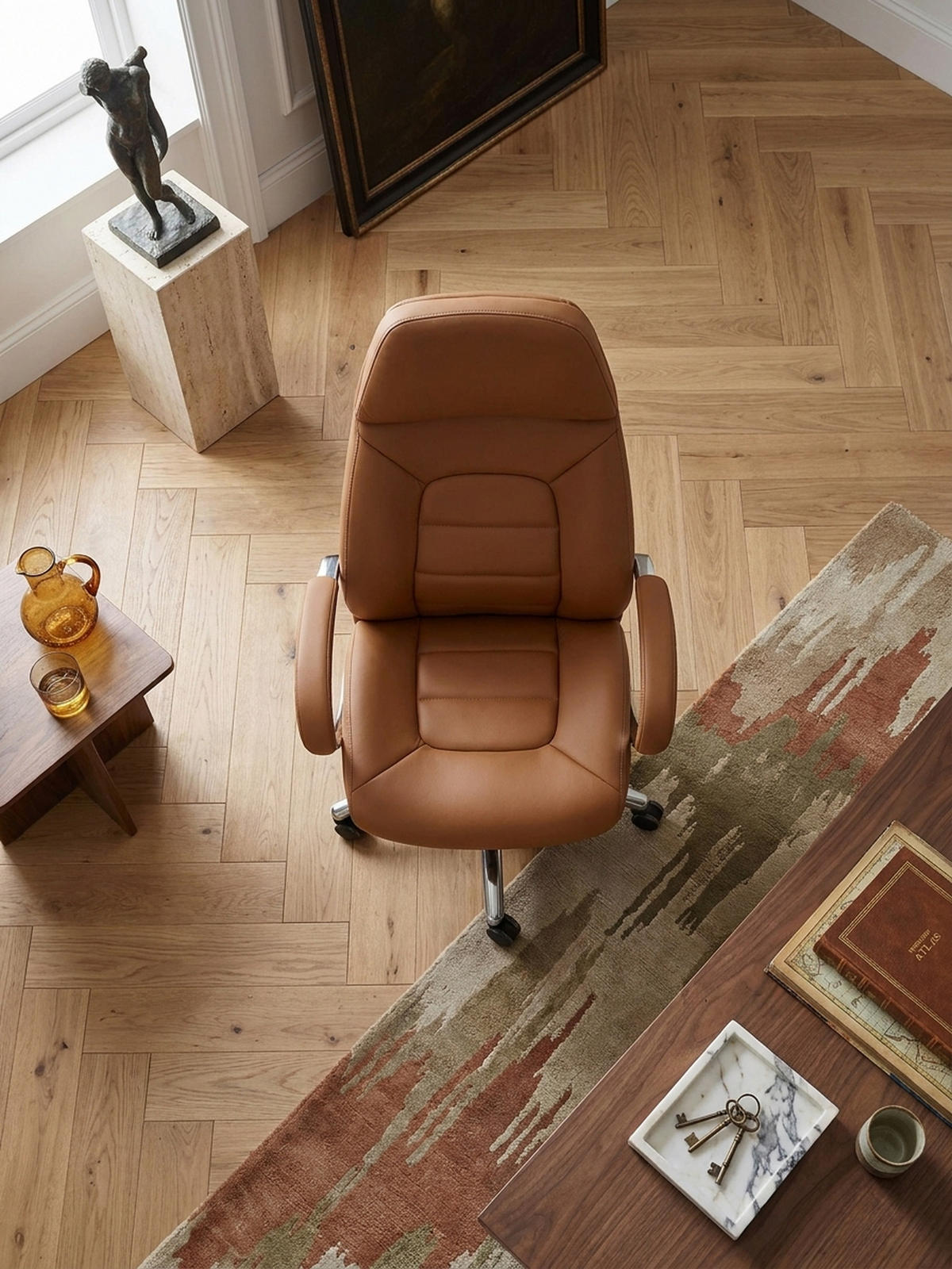 CHEFSESSEL Leder mit Multiblockwippmechanik bis 120 kg MIRON, Beige 67x67x137 cm - Beige/Silberfarben, Leder/Metall (67/137/67cm) - KADIMA DESIGN