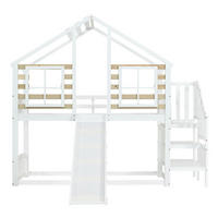 KINDERBETT Weiß Liegefläche 90/200 cm, Etagenbett mit Rutsche und Treppe - Weiß, Holz (90/200cm) - PANGIVO