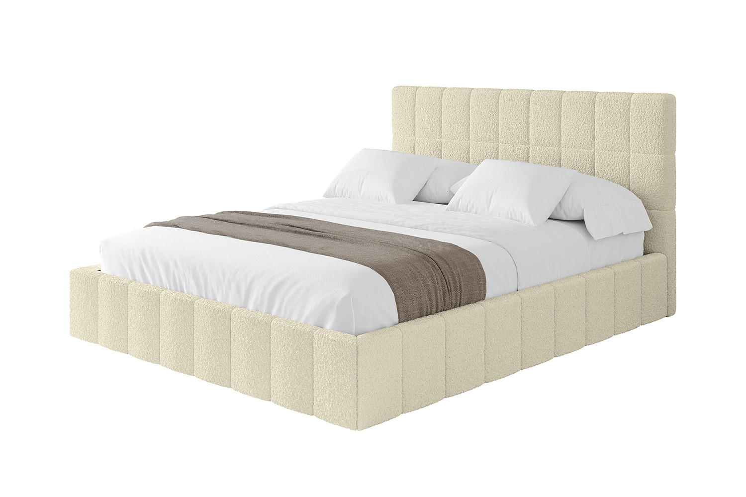 POLSTERBETT mit Bettkasten und Lattenrost, Boxbett ohne Matratze - AMEA 180x200 Beige - Taupe, Holzwerkstoff/Textil (180/200cm) - ALTDECOR