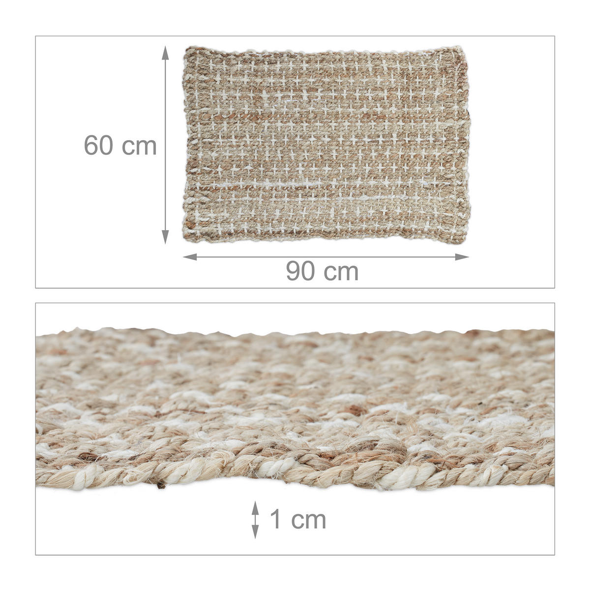 JUTETEPPICH - Multicolor, Textil (60/90cm) - Relaxdays
