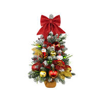 LAALU WEIHNACHTSBAUM geschmückt künstlich SNOWBIRD 60 cm mit LED-Beleuchtung IN FLOWER - Rot/Goldfarben, Kunststoff (60cm) - LAALU