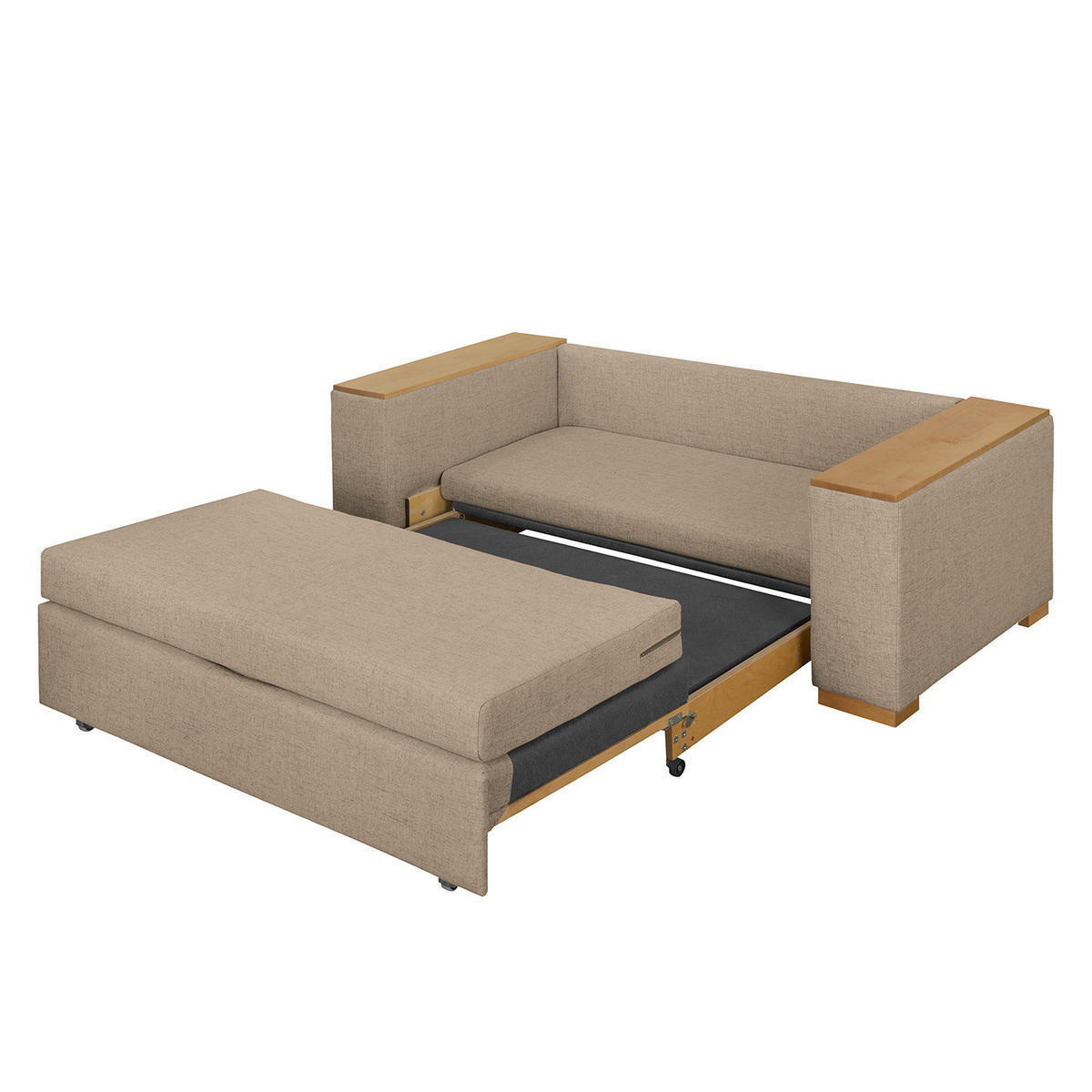 SCHLAFSOFA mit XL Armlehne - Cappuccino, Textil (176/90/90cm) - home24