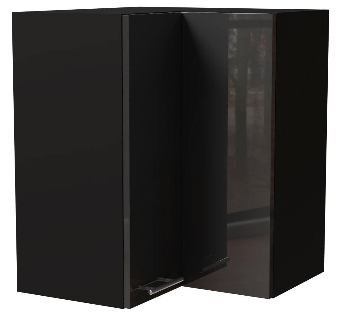 ECKHÄNGESCHRANK Essen W12/60 Graphit Hochglanz / Schwarz Matt 60 / 60 / 72cm - Schwarz/Graphitfarben, Holz/Holzwerkstoff (60/72/60cm) - Feldmann-Wohnen