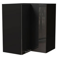 ECKHÄNGESCHRANK Essen W12/60 Graphit Hochglanz / Schwarz Matt 60 / 60 / 72cm - Schwarz/Graphitfarben, Holz/Holzwerkstoff (60/72/60cm) - Feldmann-Wohnen