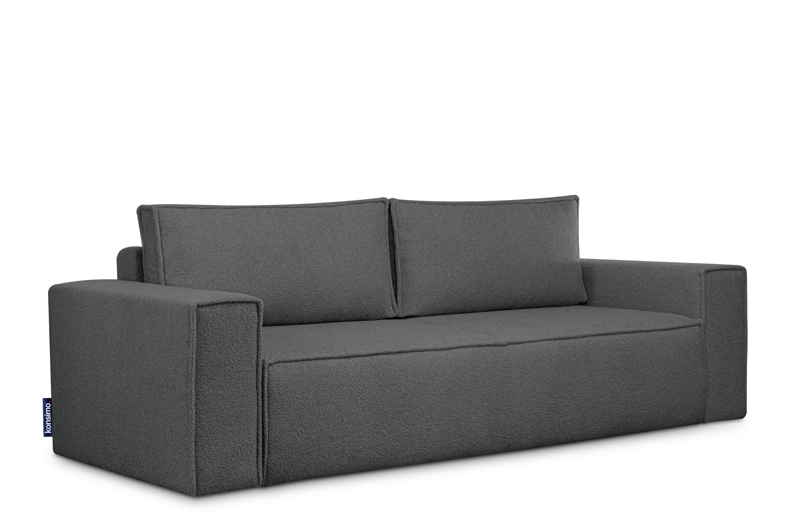 3-SITZER-SOFA NAPI II mit Schlaffunktion, graphit - Graphitfarben, Textil (244/89/101cm) - KONSIMO®